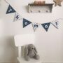 Dinosaur Bunting, Personalised Baby Name, White, Navy Blue, thumbnail 10 of 11