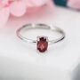 Sterling Silver Natural Red Garnet Oval Ring, thumbnail 1 of 11