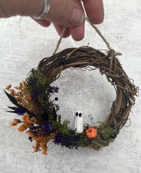 Mini Halloween Dried Flower Wreath, 3 of 4