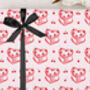 Valentine Wrapping Paper With Pink Vintage Cake Design, Three Sheet Pack, thumbnail 1 of 3