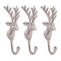 Set Of Three Silver Woodland Stag Wall Hooks, thumbnail 2 of 7
