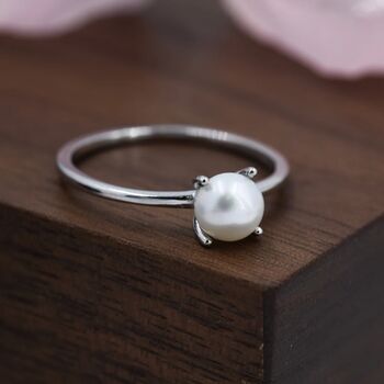 Genuine Freshwater Pearl Ring In Sterling Silver, 2 of 12