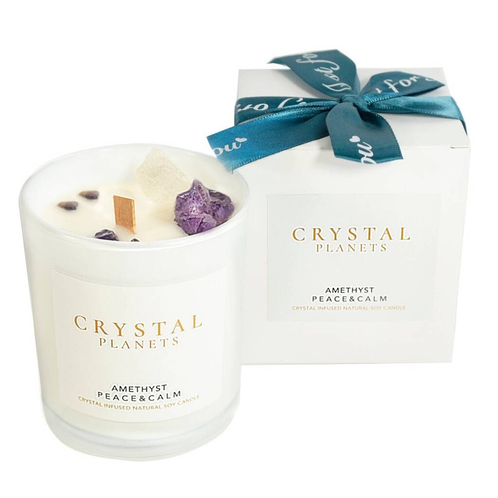 Amethyst Natural Soy Crystal Infused Candle By Crystal