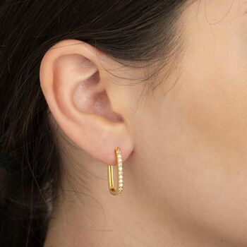 Large Crystal U Hoop Earrings, 4 of 4