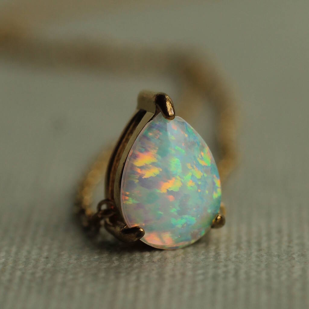Opal Teardrop Pendant Necklace, 1 of 7