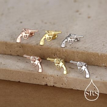 Sterling Silver Pistol Stud Earrings, 7 of 12