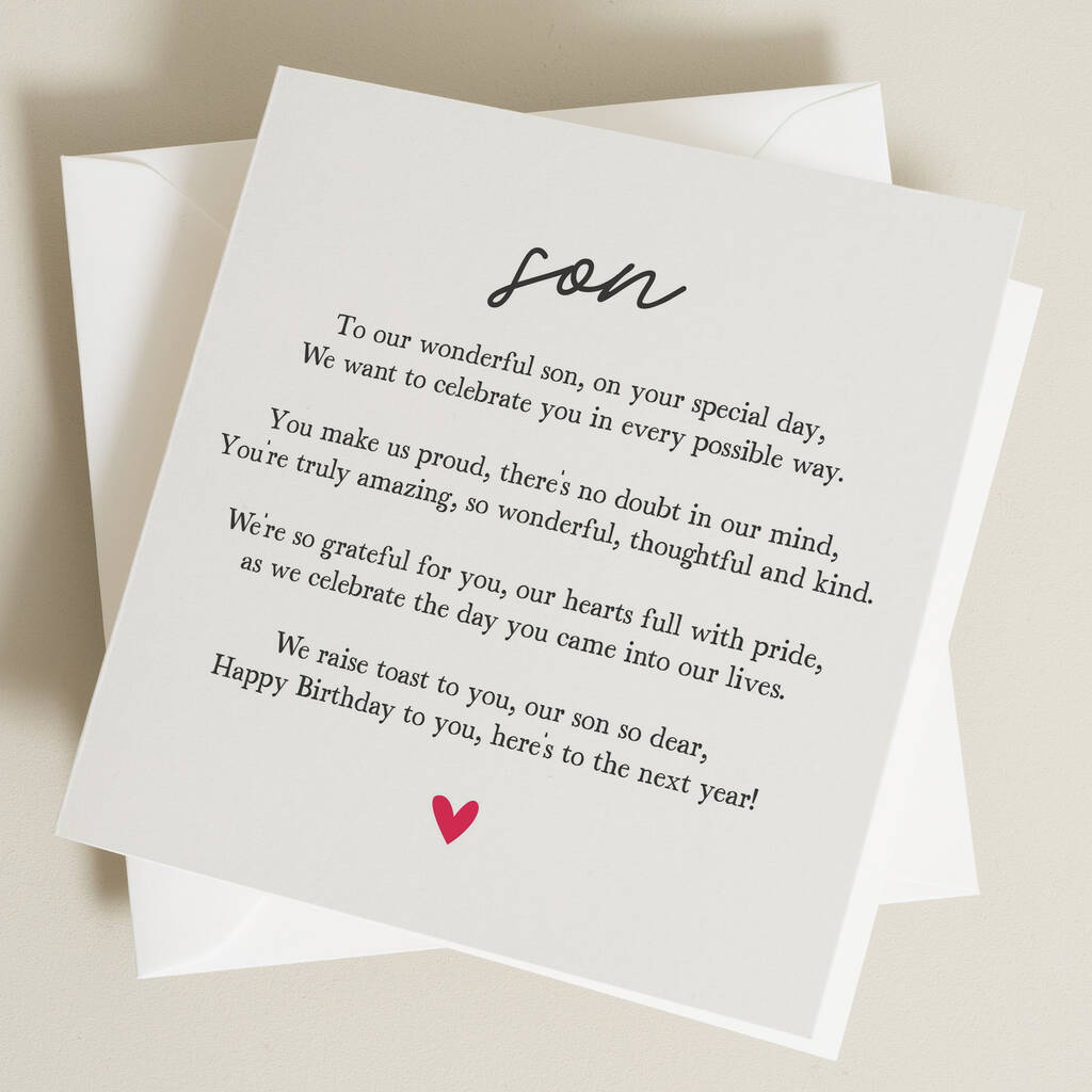 Son Birthday Card Poem By Paper Scene