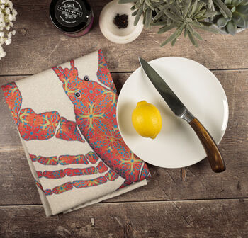 Red Lobster Tea Towel | 100% Cotton | Made In England, 5 of 10