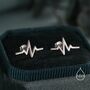 Sterling Silver Heart Beat Stud Earrings, thumbnail 1 of 12