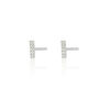 Sterling Silver Dash Stud Earrings, Plain Or Sparkling, thumbnail 4 of 9