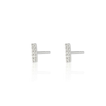 Sterling Silver Dash Stud Earrings, Plain Or Sparkling, 4 of 9