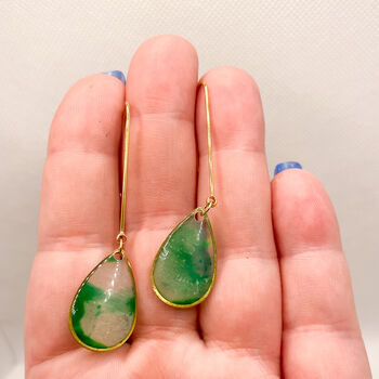 Transparent Green Teardrop Statement Earrings For Her, 4 of 9