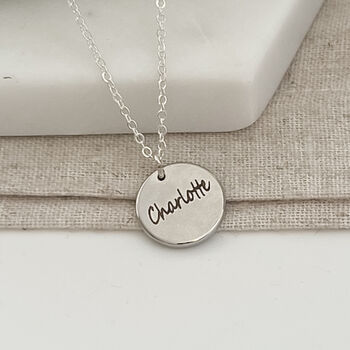 Silver Plated Engraved Name And Birthstone Necklace, 2 of 5