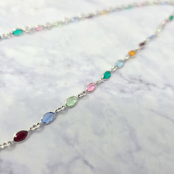 Colourful Multi Gemstone Sterling Silver Chain Necklace, 7 of 8