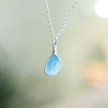 Cornish Sea Glass Pendant Blue, 2 of 6
