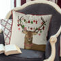 Deer And Hanging Decorations, Christmas Cushion, thumbnail 1 of 3