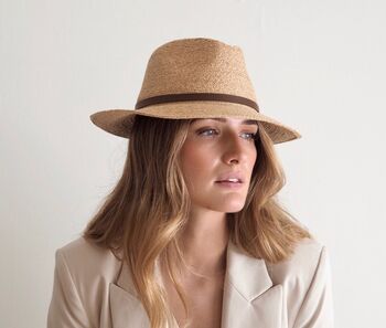 Rome Belted Straw Fedora Hat, 2 of 3