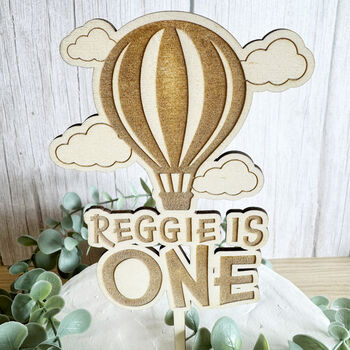 Personalised Wooden Hot Air Balloon Cake Topper, 4 of 5