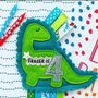 Personalised Dinosaur Shape Birthday Rosette, thumbnail 3 of 4