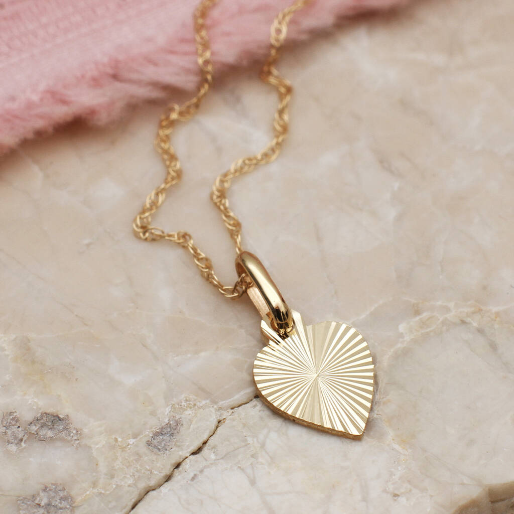 9ct Gold Starburst Heart Necklace, 1 of 3