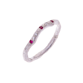 Eternity Ring Set With Ruby And Diamond, 3 of 4