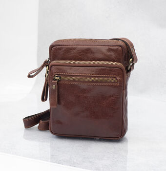 Personalised Small Leather Flight Crossbody Bag, 10 of 12