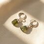Raw Peridot Sterling Silver Round Huggies, thumbnail 1 of 4