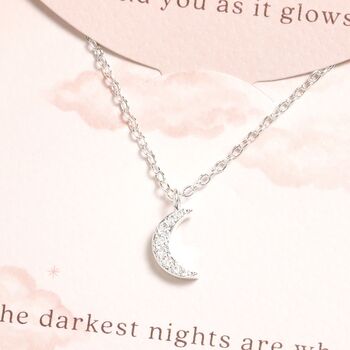 Moon Pendant Carded Necklace In Gold Or Silver, 3 of 4