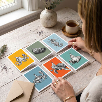 Pack Of Six Marine Life Birthday Cards, 2 of 11