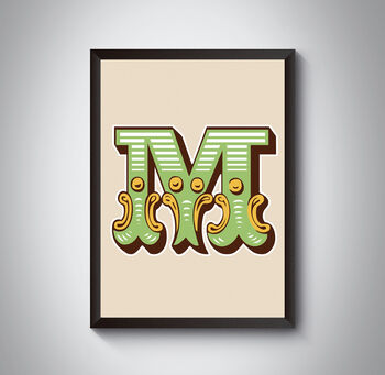 N Letter Bold Carnival Initial Art Print Circus Print, 3 of 4