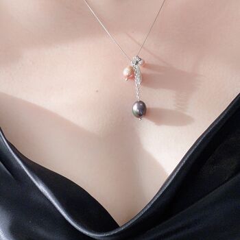 Pearl Pendant Silver Necklace, 3 of 4