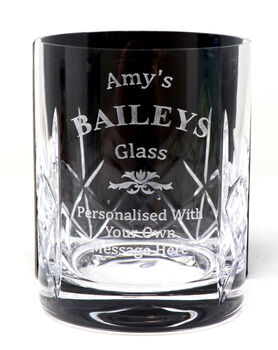 Personalised Baileys Design Crystal Glass Tumbler And Miniature Baileys In Silk Gift Box, 2 of 2
