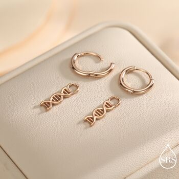 Dna Molecule Huggie Hoop In Sterling Silver, 4 of 11