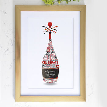 Personalised Ruby Anniversary Champagne Word Art, 2 of 9