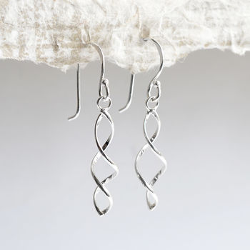 Sterling Silver Dangly Simple Twist Earrings, 2 of 3