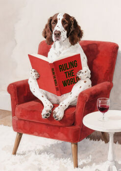 Your Own Dog Reading Book Wall Art Print, Customise Colours And Book Title, 5 of 12