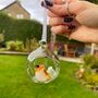 Handmade Open Glass Bauble With Robin, thumbnail 4 of 4