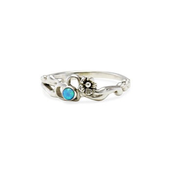 Sterling Silver Opal Dainty Flower Ring, 6 of 8