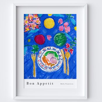 Bon Appetit Dinner Plate Art Print Watercolour Poster, 3 of 3