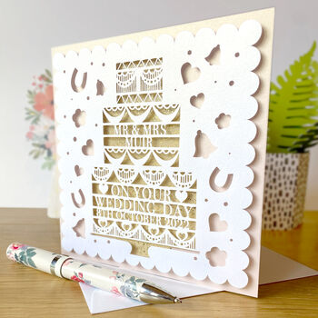 Personalised Wedding Day Papercut Card, 2 of 3