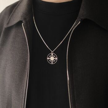 Graduation Gift For Him, Men's Compass Necklace – Sterling Silver, 11 of 11