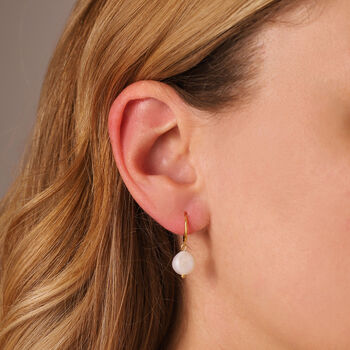 Pearl Drop Huggie Hoops, 3 of 4