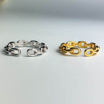 Sterling Silver Chain Link Adjustable Ring, 4 of 6