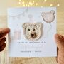 Personalised Girl Crochet Bear 1st Birthday Card, thumbnail 2 of 5