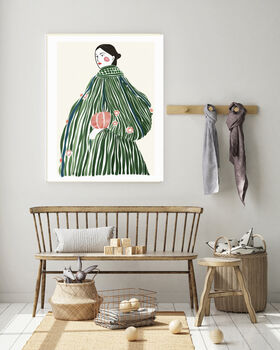 Female Portrait Stripy Coat Art Print, 2 of 3