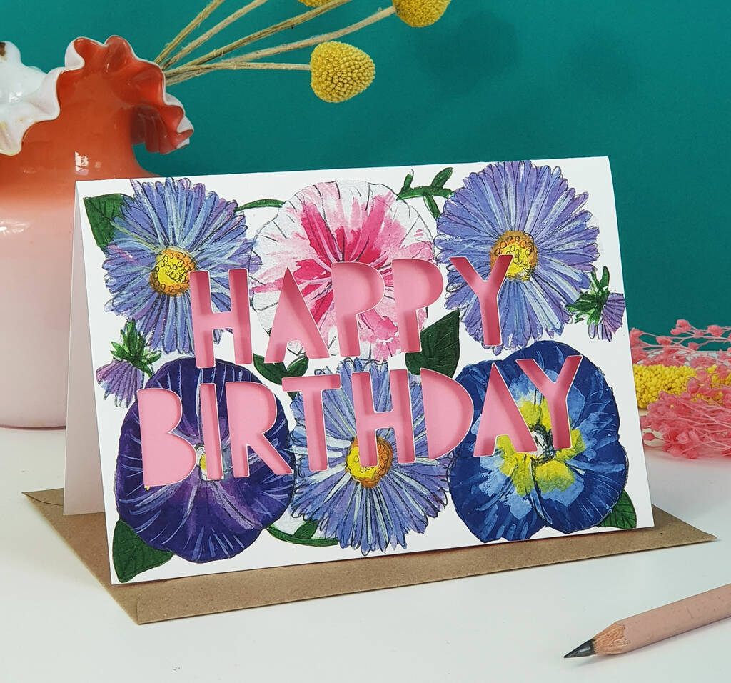 August Birth Flower Paper Cut Birthday Card, 1 of 4