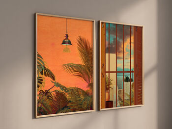 Scenic Colourful Exotic Palm Tree Art Print Set Of Two, 4 of 5