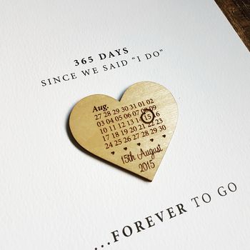 First Paper Anniversary Calendar Heart Print, 5 of 6