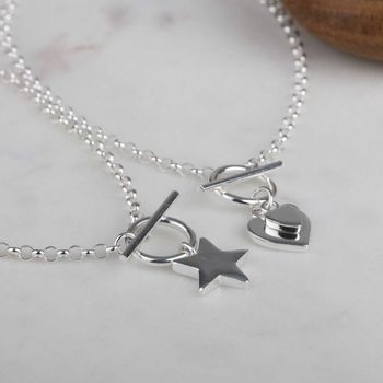Solid Silver Double Heart Charm Necklace, 5 of 6