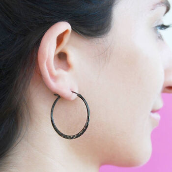 Battered Small Gold Plated Silver Hoop Earrings, 5 of 8